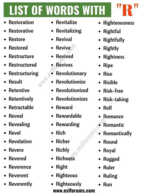 Action Words Start With R