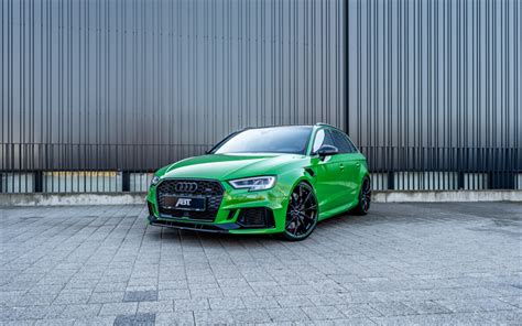 Download wallpapers Audi RS3 Sportback, 2018, ABT, green wagon, tuning ...