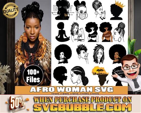 Afro Woman SVG Bundle 100 Files Etsy