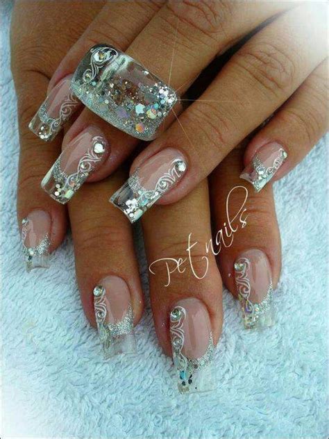 Clear Acrylic And Glitter Bling Nails Trendy Nails Nail Art