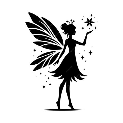 Flat Design Fairy Silhouette Vector Art Illustration Premium Ai