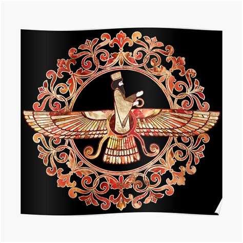 Farohar Faravahar Fravashi Marble And Gold Poster For Sale By