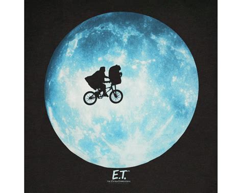 ET Extra Terrestrial Moon Silhouette Black Graphic Tee Shirt