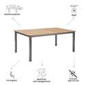 Mesa de aluminio y madera eucalipto NATERIAL Oris de 200x90x75 cm ...
