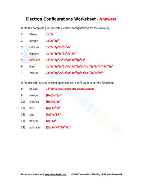 Free Printable Electron Configuration Worksheets - Worksheets Library