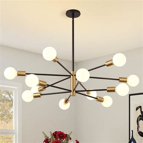 KAISITE Modern Chandelier 12 Light Sputnik Chandeliers For Dining Room