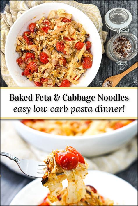 Keto Cabbage Noodles With Bake Feta Recipe Easy One Pan Meal