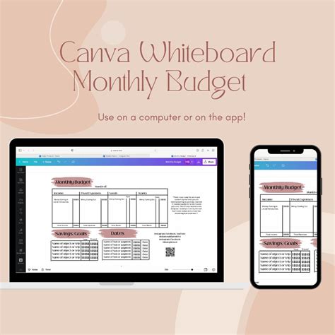 Canva Whiteboard Monthly Budget Etsy