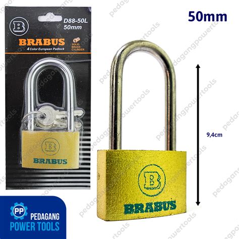 BRABUS GEMBOK KUNING 50 MM PANJANG KUNCI PAGAR RUMAH BESI LONG PADLOCK