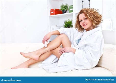 Woman Shaving Her Legs Stock Image Image Of Bare Depilation 23971859