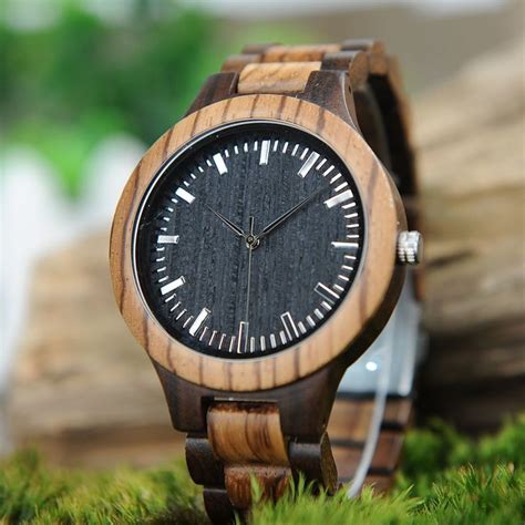 Guanke Men S Wooden Watches Quartz Movement Zebra Sandalwood Wood Black Dial Casual Men Wrist