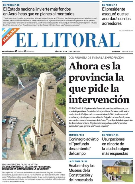 Peri Dico Diario El Litoral Argentina Peri Dicos De Argentina