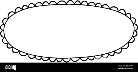 Doodle Circle Oval Scalloped Frame Hand Drawn Scalloped Edge Ellipse