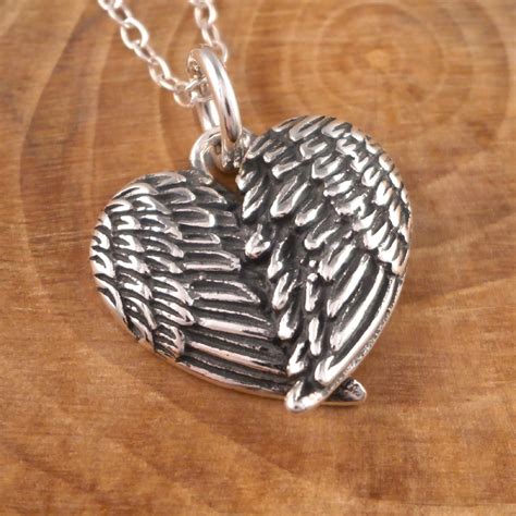 Sterling Silver Angel Wings Heart Necklace Silver Willow Jewellery