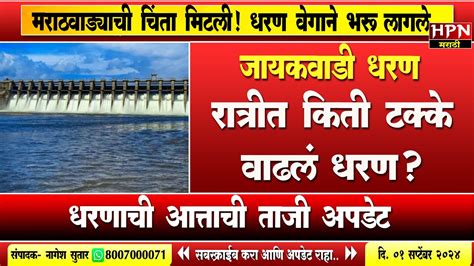 Jayakwadi Dam Water Level। जायकवाडी धरण अपडेट रात्रीत किती टक्के वाढलं