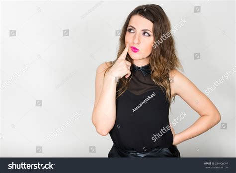 Sexy Brunette Woman Thinking Stock Photo 334900007 Shutterstock
