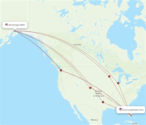 All Flight Routes From Fort Lauderdale To Anchorage Fll To Anc