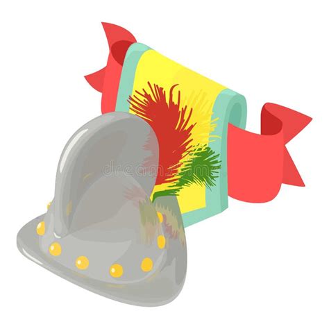 Conquistador Helmet Icon Isometric Vector. Morion Helmet with Feather ...