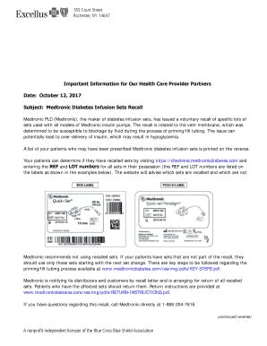 Fillable Online Subject Medtronic Diabetes Infusion Sets Recall Fax