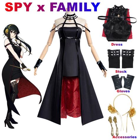 Anime Spy Family Yor Forger Cosplay Killer Assassin Gothic Halter Black ...