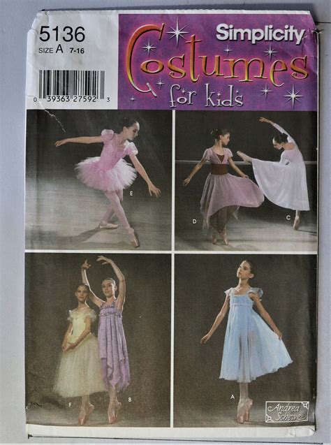 Simplicity 5136 Girl Ballet Costumes Pattern Girl Ballerina Dress