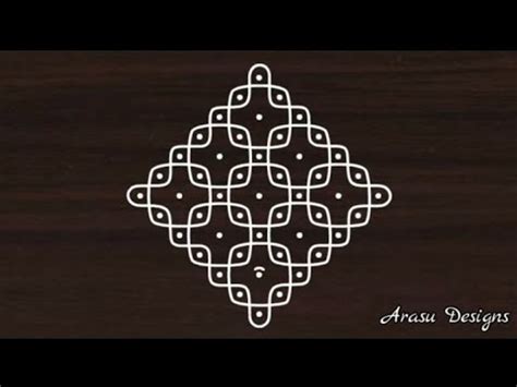 Very Very Easy Beginners Kambi Kolam With 7 Dot 7 X 1 Interlaced Dot