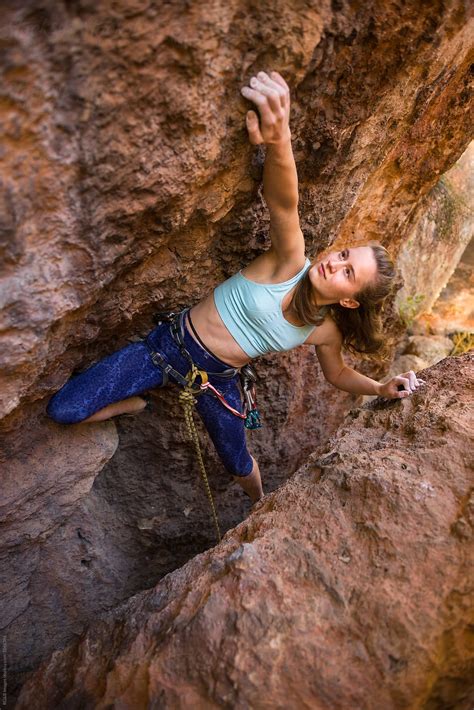 Women Outdoor Rock Climbing