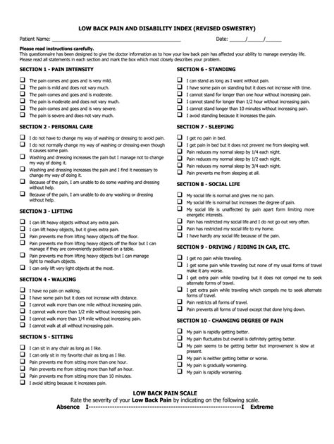 Oswestry Disability Index Fill Out Sign Online Dochub