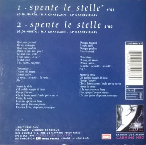 Spente Le Stelle By Emma Shapplin Cd Emi Cdandlp Ref