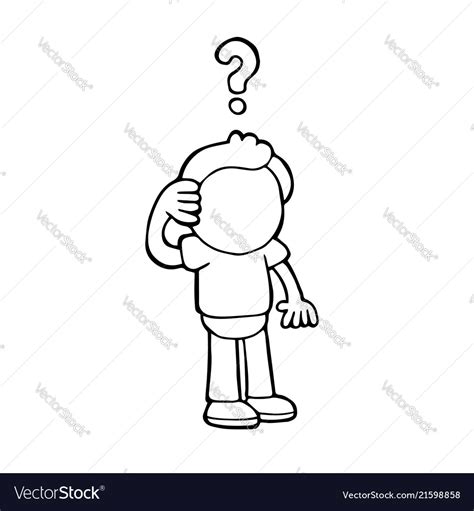 Hand-drawn cartoon confused man thinking Vector Image