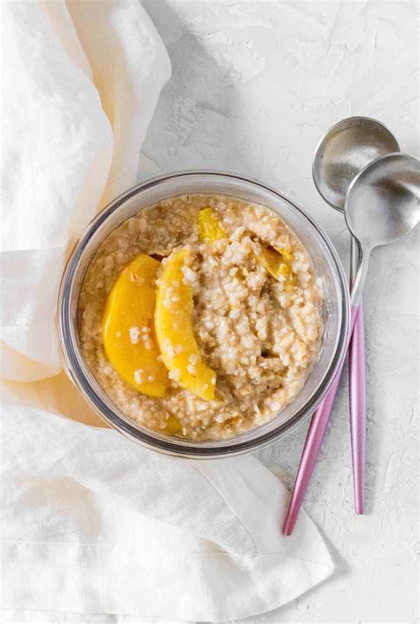 Peaches And Cream Instant Pot Steel Cut Oats Carmy Easy Healthy Ish