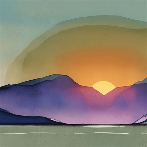 Mountain Sunset Watercolor Graphic · Creative Fabrica