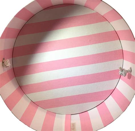 Large 17”x8” Hat Box In Pink And White Stripe Fabric