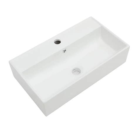 Logmey 21 In X 12 In White Ceramic Rectangular Wall Hung Vessel Sink