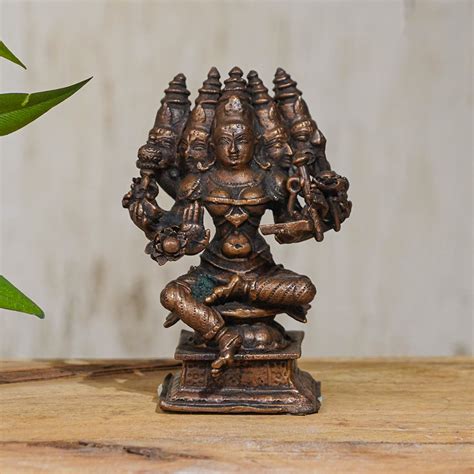 Lord Brahma Copper Statue for Prayer Room