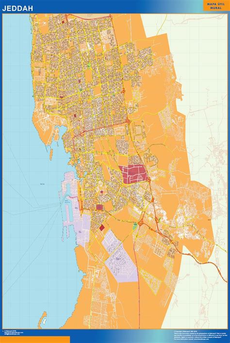 Jeddah wall map in Saudi Arabia | Wall maps of countries of the World