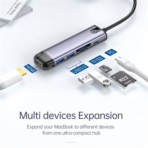 Mcdodo 100w 6 In 1 USB C Hub With PD USB3 0 HDMI SD TF Card Slot Type C