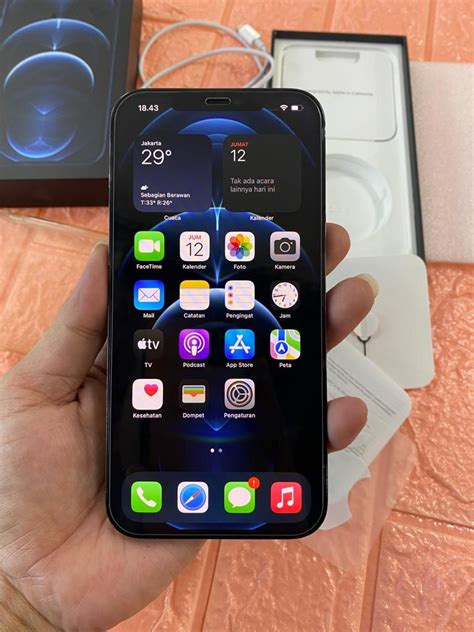 Iphone 12 Pro Max 256GB Fullset Original Mulus Bekas Pakai Telepon