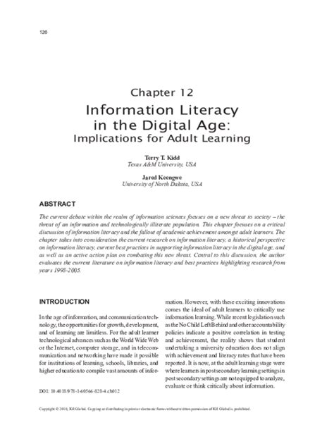 Pdf Information Literacy In The Digital Age