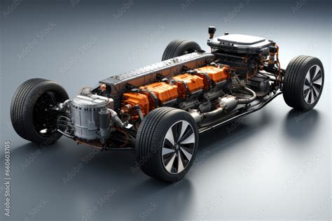 Concept of Authentic Electric Car engine Chassis Prototype. Industrial ...