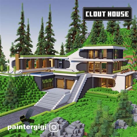 An Image Of A Modern House In Minecraft