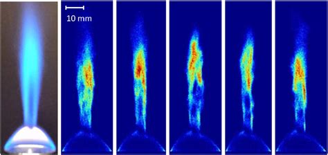 A luminous flame photograph and five instantaneous consecutive OH ...