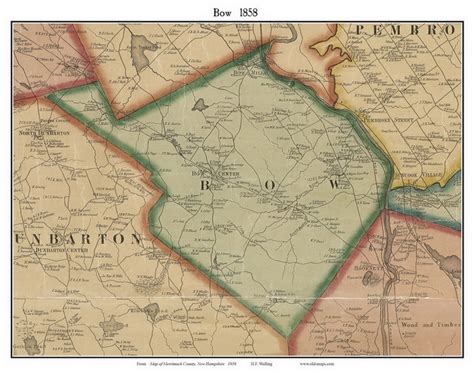 Bow, New Hampshire 1858 Old Town Map Custom Print - Merrimack Co. - OLD ...