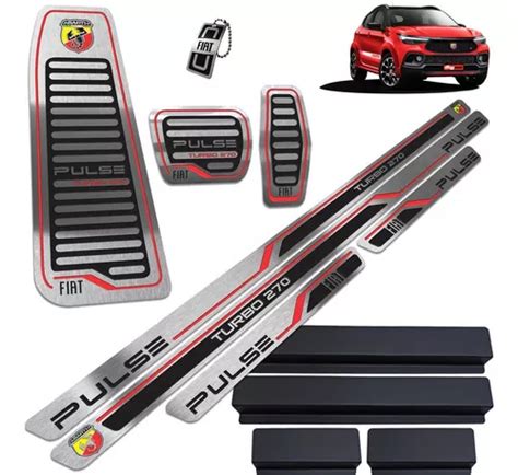 Soleiras Pedaleiras Inox Escovado Pulse Abarth Vinil Brinde