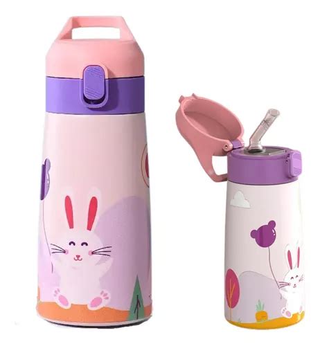 Garrafa Térmica Infantil Dupla Camada Inox Canudo Silicone MercadoLivre