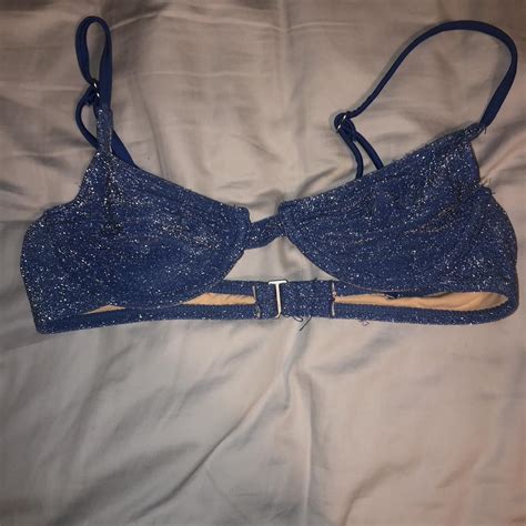 COTTON ON BLUE SPARKLY BIKINI SET Size Xs Top And Depop