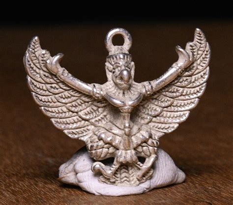 3CM Old Tibet Silver Redpoll Winged Garuda Bird Eagle Buddha Amulet