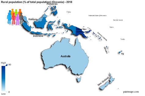 Poblacion Rural Porcentaje De La Poblacion Total En Oceania Mapa