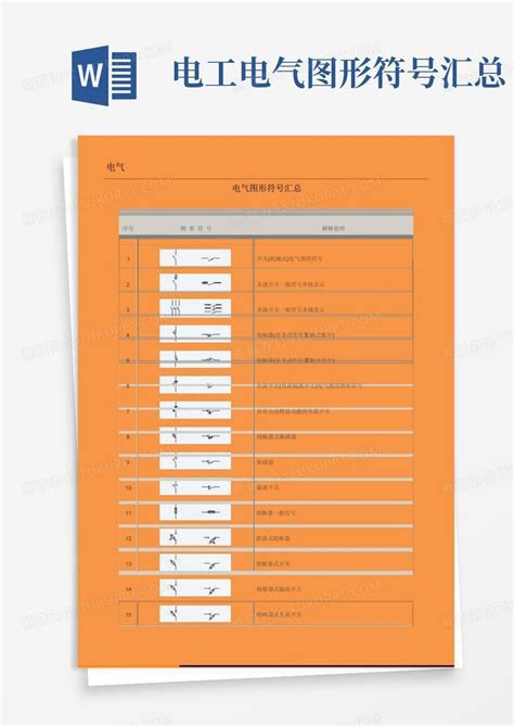 电工电气图形符号汇总word模板下载编号qayddymo熊猫办公