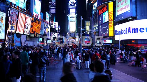 New York City People Walking At Night